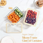 Urban Green Glass Food Container Set with Glass Lid, Large Meal Prep Container Set, Airtight Food Storage Containers with Air Vent Lid, 2 Pack, Large, 87oz, LeakProof, 100% Plastic Free, White color, - color: White Sand - 2P