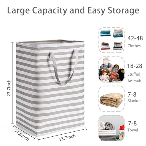 BOOMIBOO 2-Pack Large Laundry Basket,Waterproof Freestanding Laundry Hamper,Collapsible Clothes Basket with Easy Carry Handles in Laundry Room Bathroom Bedroom Dorm,Grey,75L - color: Grey, size: 75L
