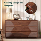Ieejdn 55.12" Modern Chest of Drawer, 6 Deep Drawers,Clothes Organizer,Large Storage Cabinet for Living Room, Bedroom,Dresser TV Stand, Wood Drawer Organizer for Living Room, Hallway, Umber