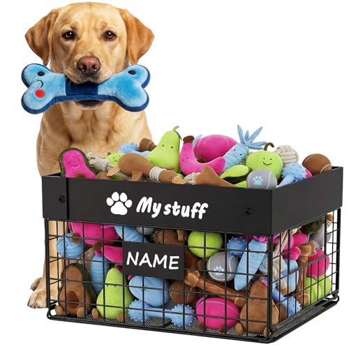 Kaiferty Indestructible X-Large Dog Toy basket, Chew-Proof Medium Toy Bin for Dogs, Pet Toy Bin Dog Metal Basket for Toys, Puppy Toy Storage Organizer Blankets, Toy Box for Living Room Area (Black) - color: Black, size: XL:16.5"L x 12.6"W x 8.7"H
