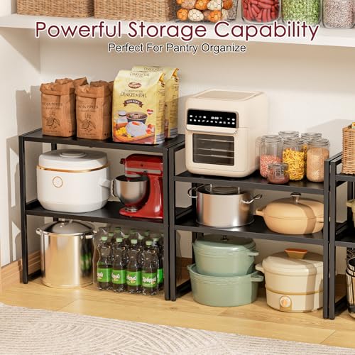 Expandable Kitchen Storage Shelves,110LBS Heavy Duty Metal Garage Shelving Units For Pot Pans Appliance,Adjustable Small Storage Shelf Rack Organizer For Kitchen Countertop Under Cabinet Garage Pantry - size: 1 Tier：10.2"D x 23.8"W x 11.4"H
