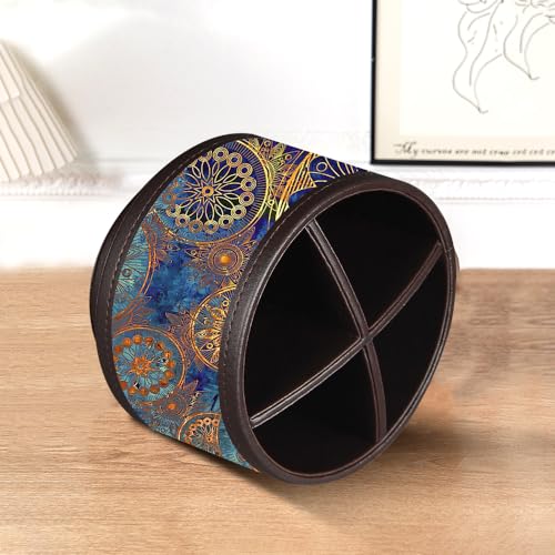 Pen Holder for Desk Organizers and Accessories, 360 Swivel TV Remote Control Holder for Table, Nightstand Organizer Caddy for Office Supplies/ Media Controllers, Bedside Decorations for Living Room - color: Gears