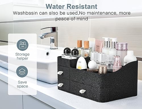 Cologne Perfume Organizer With Drawers,Large Perfumes Vanity Countertop Storage,Perfume Stand for Cologne, Deodorant, Beard, Shaving Lotion,Skincare,Dresser Organizer Room Decor for Men,Gifts for Men - color: Black-Large