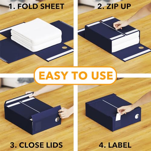 SpaceAid 4 Pack Bed Sheet Organizers and Storage, Foldable Sheet Organizer for Linen Closet, Sheets Set Folder Keeper with Window XL (Queen & King Size) Bedding Container (Navy Blue, 4 Pack) - color: Navy Blue, size: 4 Pack