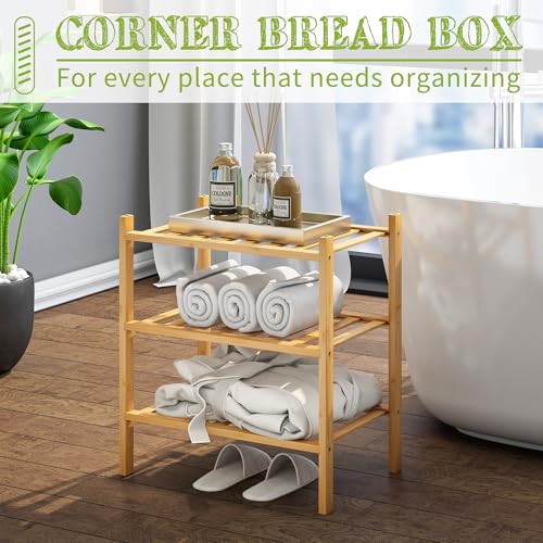 BMOSU 3-Tier Bamboo Small Shoe Rack Premium Stackable Shoe Shelf Storage Organizer for Hallway Closet Living Room Entryway Organizer (Natural Bamboo) - color: Natural Bamboo, size: Small-3-Tier（17*11*18.3inches）