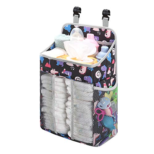 Accmor Hanging Baby Diaper Caddy Organizer, Diaper Stacker, Baby Crib Hanging Classified Storage Bag Organizer for Changing Table, Crib, Playard or Wall & Nursery Organization, Black - style: Style A-Black