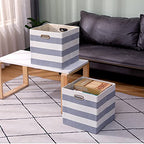 Cube Storage Bins 13×13 Fabric Foldable Box with Handles, Collapsible Organization Basket Set of 4 Large Capacity Drawer for Closet Shelf Cabinet Bookcase Bedroom, Grey-white Stripes - color: Stripes