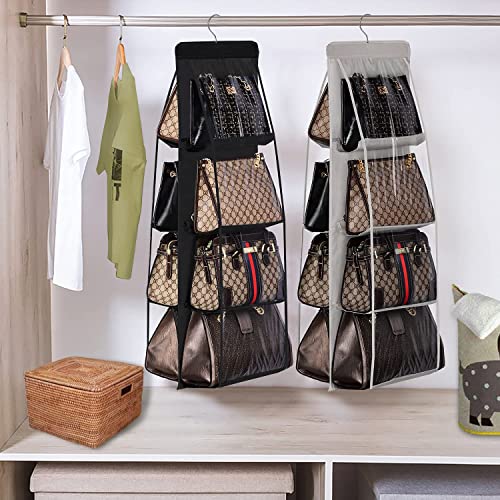 Lirex 8-Pocket Hanging Purse Organizer for Closet - Oxford Cloth Storage System with Double Layer Protection (39.37" x 13.38"),Grey - color: Grey