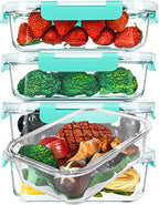 [5-Packs, 36 Oz.] Glass Meal Prep Containers with Locking Lids Glass Food Containers,Airtight Lunch Container,Microwave, Oven, Freezer and Dishwasher (4.5 Cup, Green) - color: Green