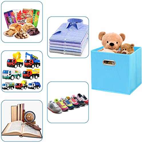Black Fabric Cubby Storage Bins,13x13x13 Inches ,Cube Organizer Bin Foldable Storage Boxes with Dual Handles Fabric Organizer Box and collapsible Storage basket,Set of 3,Blue - color: Blue, size: 3 Pack