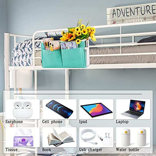 Bedside Caddy Bedside Storage Organizer Hanging Bunk Bed Dorm Room with Side Pockets for Water Bottles, Books, Cell Phones, Headphones 2 Pack (Light Blue) - color: 2Pack Light Blue