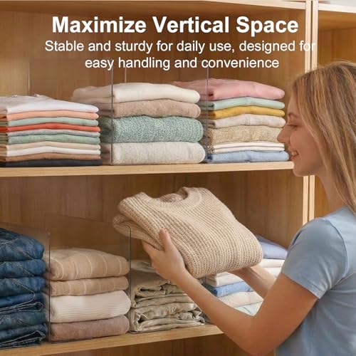 SortNStore Shelf Dividers for Closet Organization: 10" Tall x 16" Deep, Deeper Adhesive Separators Features Acrylic Material and Provides Storage for Clothes and Sweater in Bedroom Cabinets(6-Pack) - color: 6-pack, size: 10" Tall X 16" Deep