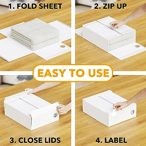 SpaceAid 4 Pack Bed Sheet Organizers and Storage, Foldable Sheet Organizer for Linen Closet, Sheets Set Folder Keeper with Window XL (Queen & King Size) Organizing Bedding Container, White - color: White, size: 4 Pack