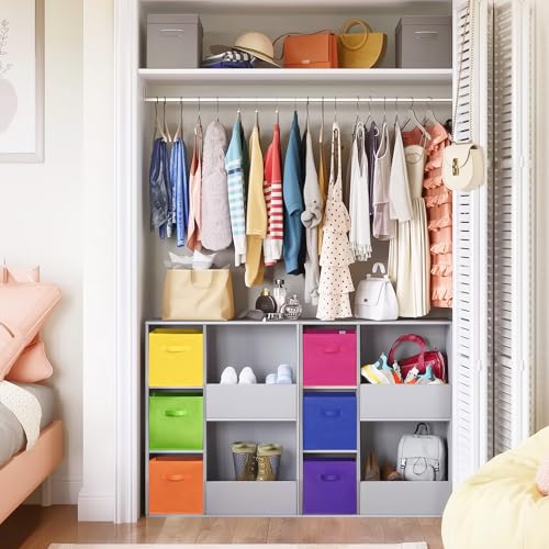 GRANNY SAYS 11 Inch Cube Storage Bins, Colorful Cube Storage Organizer, Fabric Storage Bins, Storage Cubes for Shelves, Closet, Toy Storage Bins for Kids Room, Play Room, Rainbow, 6-Pack - color: Rainbow, size: 11 Inch-6 Pack