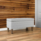 Kinfine K6384Np-F2244 Geometric Patterned Fabric Upholstered Wooden Bench with Hinged Storage, Large, Gray and Brown - color: Gray and Brown