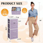 WLIVE Dresser with 4 Drawers, Storage Tower, Organizer Unit, Fabric Dresser for Bedroom, Hallway, Entryway, Closets, Sturdy Steel Frame, Wood Top, Easy Pull Handle, Purple - color: Purple
