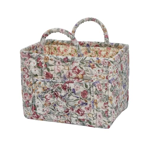 Quilted Laundry Basket with Handles - Multi-Purpose Fabric Storage Basket，Boho Fabric Storage Baskets with Handles for Car, Home & Nursery - Collapsible Square Organizer (multicolor) - color: multicolor