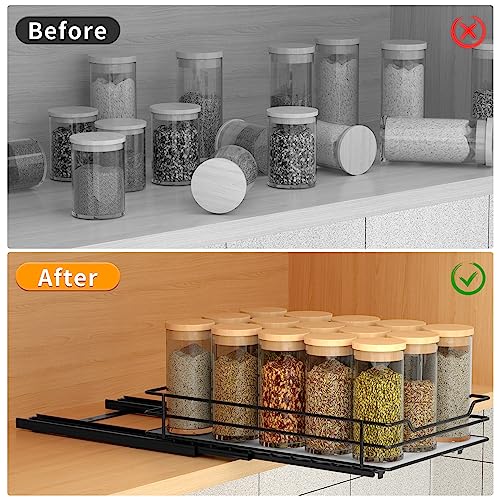 BOIVSHI Pull Out Spice Rack Organizer for Cabinet, Heavy Duty Slide Out Spice Rack Organizer for Kitchen Cabinets and Pantry, Fits Spices, Sauces, Canned Food (6.5''Wx10.5''Dx2.5''H) - size: 1 Tier,6.5''Wx10.5''Dx2.5''H