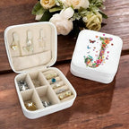 Monogram Jewelry Box Portable Print Jewelry Box, White Compact Jewelry Box Travel Jewelry Case Travel Case Organizer Bag Storage Box Jewelry Holder For Necklace Earrings Rings Bracelet (Letter J)