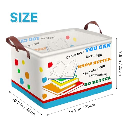 Book Storage Basket Waterproof Canvas Toy Storage Bin Blanket Baskets Collapsible Outdoor Basket with Leather Handles Book Organizer for Nursery Room Classroom Library Closets,Bedrooms,Gifts Baskets - color: Book