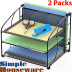 Simple Houseware 3-Tier Desk Organizer with Hanging File Holder, 2 Packs, Black - color: Black, size: 2 Pack