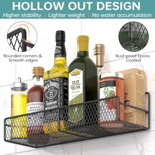 DTUQYX Spice Rack Wall Mounted 6 Pack: 100% Metal & Strong Adhesive Spice Organization for Kitchen Cabinet/Pantry Door, No Drill Hanging Seasoning Organizer with Paper Towel Holder, Utensil Caddy - style: No Drill Wall Mount Version