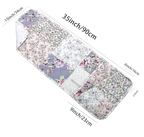 Brilliant Sunshine Rose Toile Couch Sofa Armrest 5 Pockets Organizer, Slip Resistant Recliner Armchair Caddy, Washable Remote Controls Holder, Storage for Magazine, Tablet, iPad, 35×13", Blue Pink - color: Blue Pink
