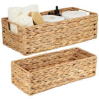 LotFancy Bathroom Basket, 2 Pack Water Hyacinth Toilet Paper Basket, Hand Woven Back of Toilet Organizer for Toilet Tank Top Countertop, Wicker Baskets for Shelves