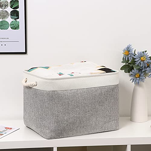Bidtakay Storage Baskets for Organizing Large Storage Bins for Shelves 2 Pack 16x12 in Fabric Baskets for Blanket Nursery Toy Storage Collapsible Organizer Bins Closet Organizers Storage-Grey&White - color: White&Grey, size: 2 Pack-L-16x11.8x11.8 In
