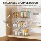 MOONEDGE Small Clear Plastic Storage Bins with Lids and Handles,Stackable Small Item Organizer Containers for Vanity,Craft,Office,Fridge,Kitchen,Pantry,Bathroom,Closet – 2 Pack (10×6×5 in) - size: 2 Pack