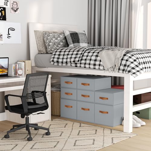 DIMJ Closet Organizers and Storage- Fabric Stackable Storage Drawers Shelf Organizer for Clothes, Underwear, Sweaters, Collapsible Storage Bins for Wardrobe, Bedroom, Shelves - color: Grey, size: 3 Pack - Large/X-Large
