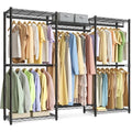 SONGMICS Heavy-Duty Clothes Rack, Garment Rack, Portable Closet, 68.7-Inch Wide Clothing Rack with Adjustable Mesh Shelves and Hanging Rails, Ink Black ULGR433B01 - color: Ink Black, size: 68.7"L x 76"H, style: Without Fabric Cover