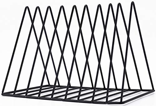 Sooyee 9 Slot Black Magazine Holder,Desktop File Sorter Organizer Triangle Bookshelf Decor Home Office - color: Black