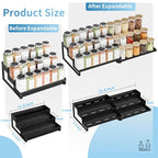 BOIVSHI Spice Rack Organizer for Cabinet, Expandable 3 - Tiered Spice Rack, Metal Spice Organizer, Spice Shelf Organizer for Cabinet, Countertop, Pantry, Cupboard, Black