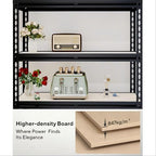60" H x 28.03" W x 12" D Utility Shelves for Kitchen Pantry: 5-Shelf Storage-Rack Adjustable Metal+Wood Steel Stand Closet/Garage Shelving Unit Organizer System for Basement, Small (Black)