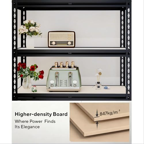 60" H x 28.03" W x 12" D Utility Shelves for Kitchen Pantry: 5-Shelf Storage-Rack Adjustable Metal+Wood Steel Stand Closet/Garage Shelving Unit Organizer System for Basement, Small (Black)