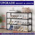 Long Shoe Rack, 3-Tier Stackable Shoe Organizer for Closet, Entryway, Hallway, Extra Bottom Layer, Holds 16-20 Pairs, Sturdy & Durable Waterproof Fabric Shelf, Space-Saving,Black(35.8" Wide) - size: 3-Black