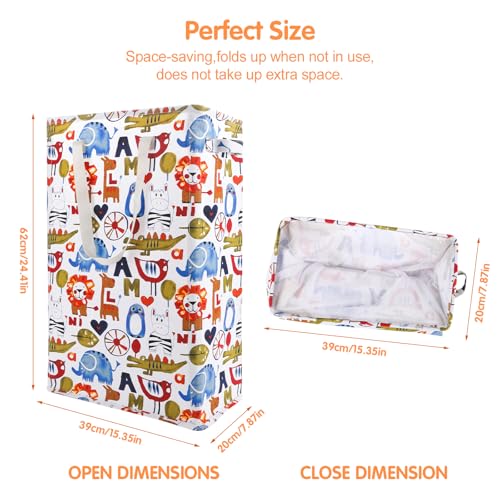 Odonata Slim Laundry Hamper Handles Collapsible Laundry Basket Thin Dirty Clothes Basket Narrow Laundry Bag Foldable Dirty Hamper 48L (Animal) - color: Animal