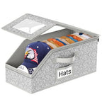 Hat Organizer for Baseball Caps,Holds up to 12 Caps Hat Organizer for Closet, Sturdy Stackable Storage for Men with Clear Lid, Flip-Top Access, Space-Saving Hat Box for Closet, Breathable Fabric