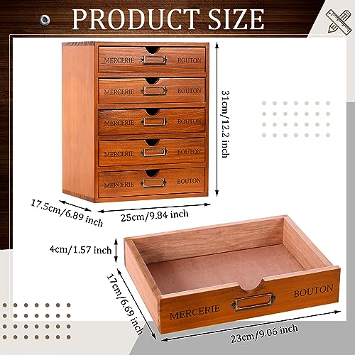 Wesiti 5 Drawer Vintage Wooden Desk Organizer, Apothecary Cabinet Storage Drawers, Rustic Shelf Drawer, Home Office Organizers and Accessories, Embroidery Floss, Craft, Art, Jewelry Storage, Stackable - color: Brown, size: 5 Drawers