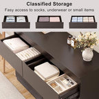 Jocoevol Modern 6 Drawer Dresser - Simply Chest of Drawers for Bedroom, Closet, Living Room, Hallway, Entryway, Wood Storage Double Dresser with Smooth Metal Rails - Retro Brown - color: Retro Brown