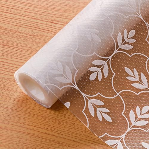 Cooyes Drawer and Shelf Liner, Non-Adhesive Shelf Liners for Kitchen Cabinets, Thick Strong Grip Mats for Desk, Shelves, Bathroom Drawers, Fridge, Cabinet Protection（17.5" W x 360" L） - color: Aclear, size: 17.7"W x 360"L