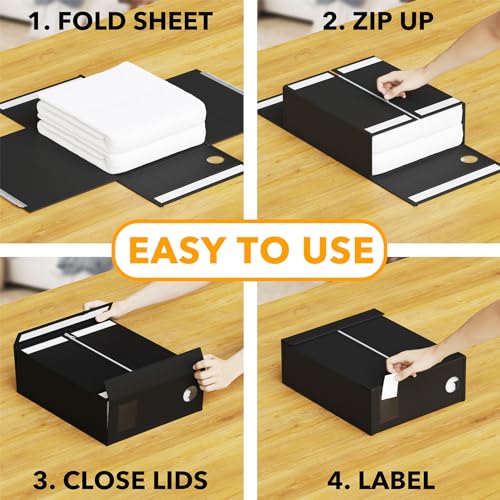 SpaceAid 10 Pack Bed Sheet Organizers and Storage, Foldable Sheet Organizer for Linen Closet, Sheets Set Folder Keeper with Window XL (Queen & King Size) Organizing Bedding Container, Black - color: Black, size: 10 Pack