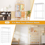 Ulif E13 Max Heavy Duty Clothes Rack（With 4 Hanger Rods & 8 Shelves） Freestanding Clothing Racks for Hanging Clothes，Adjustable Closet，Metal Garment Rack 86" W x16 D x77 H，Max Load 1100LBS，White - color: White, size: E13 Max