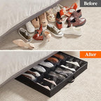 Lifewit Under Bed Shoe Storage Organizer 3 Pack(12 Shoes Cells), 4.3 Inches Profile Fabric Shoes Container Box with Clear Cover, Foldable Storage Bag with 2 Handles, Fits 18 to 36 Pairs - style: 12 Shoes Cells