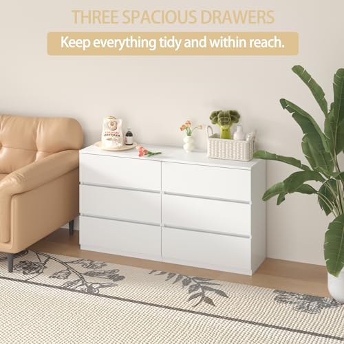 3 Drawer Small Dresser, White Wood Chest of Drawers, Modern Nightstand with Three Wide Drawers, Short Dressers for Bedroom, Closet, Entryway - color: White, size: 13.4"D x 23.6"W x 25.1"H (3 Drawers)