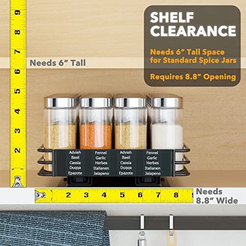 SpaceAid Pull Out Spice Rack Organizer for Cabinet, Heavy Duty Slide Out Seasoning Kitchen Organizer, Cabinet Organizer, with Labels and Chalk Marker, 8.5" W x10.75 D x2.5 H, 1 Drawer 1-Tier - style: 8.5" W, 1-Tier