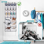2 Packs Over the Door Shoe Organizer, 36 Large Mesh Pockets Hanging Shoe Boots Rack Holder, Closet Hanging Organizers for Storage Sneakers High Heeled Shoes Slippers (White) - size: 36 Pockets