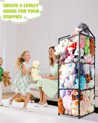 NomNest Stuffed Animal Storage Zoo, Large Carbon Steel Plushies Organizer, Heavy Duty Metal Teddy Bear Toy Holder for Kids' Bedroom & Playroom & Nursery (Non-Wheeled, Black) - color: Non-Wheeled, Black