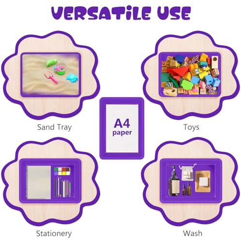 ShineMe 6 Pack Paper Trays for Classroom, Purple Plastic Book Bins with Colorful Labels, Stackable Letter Size Storage Tray, Desk Organizer Tray for Home, School and Office - color: Purple